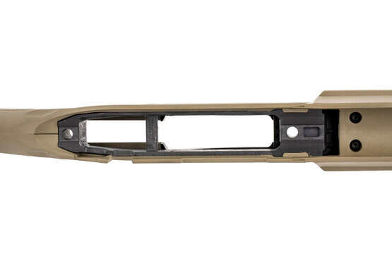 The Magpul Hunter Remington 700 stock in FDE is made from polymer with a drop-in design
